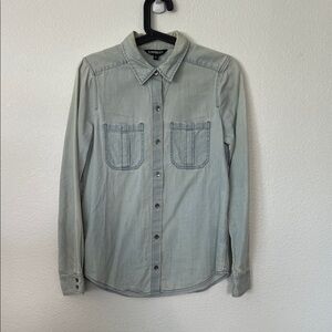 Express Women's Light Wash Jean Button Down Shirt